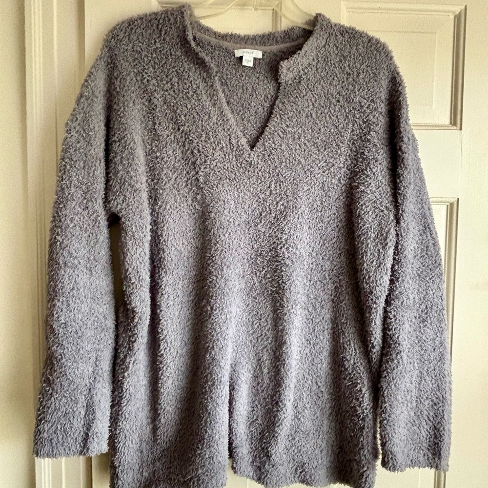 J Jill Women's V-Neck Sweater in Soft Gray